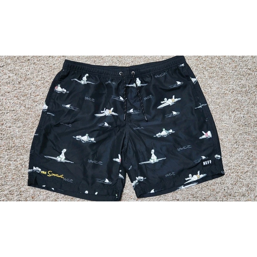 The Simpsons HOMER SIMPSON Swim Trunks Adult XL Black NEFF Shorts